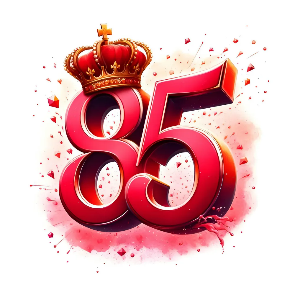 Red 85 with Crown and Decorative Splash