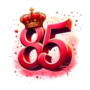 Red 85 with Crown and Decorative Splash
