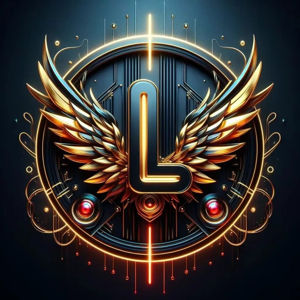 Futuristic Metallic Winged Letter L Emblem