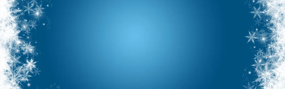 Blue Winter Background with White Snowflake Borders