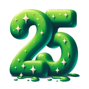 Green Gooey Number 25 with Sparkles