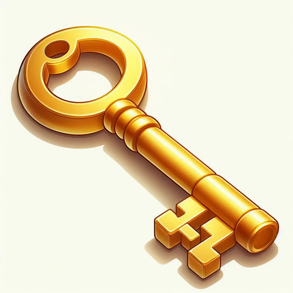 Golden Vintage Skeleton Key on Light Background