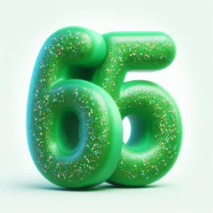 Green Number 65 with Colorful Sprinkles