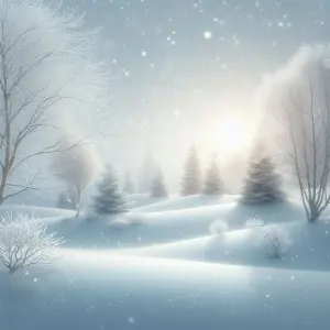 Snowfall in a Winter Forest with Frosted Trees and Soft Light