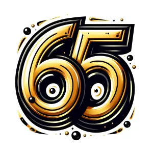 Stylized Gold and Black Number 65 Design