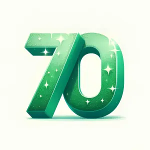 Shiny Green 3D Number 70