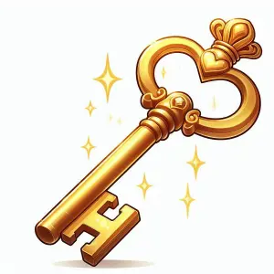 Golden Antique Key with Heart Design
