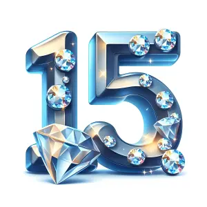 Shiny Blue 15 Number with Diamonds