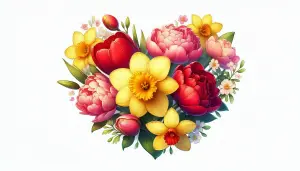 Colorful Bouquet of Spring Flowers Including Tulips and Daffodils