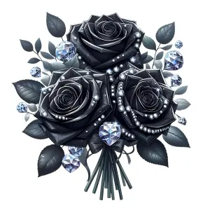 Black Rose Bouquet Adorned with Jewels and Diamonds