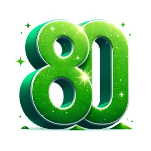 Shiny Green Number 80 with Sparkles