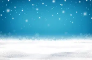 Winter Snowfall on Snow-Covered Ground with Blue Sky