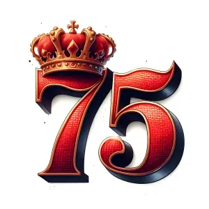 Red Number 75 with Golden Crown