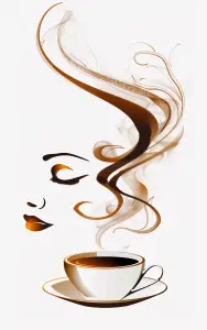 Artistic Coffee Cup with Woman's Face in Steam