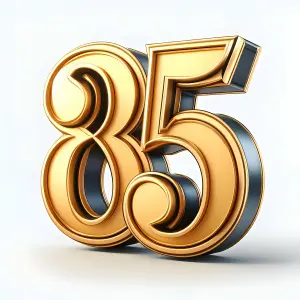 Golden 85 Number on White Background