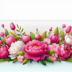 Vibrant Pink and White Spring Flowers with Green Foliage