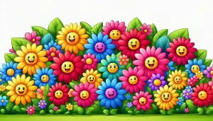 Colorful Cartoon Flowers with Smiling Faces