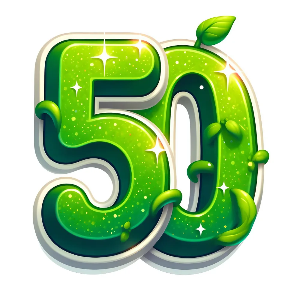 Green Nature-Themed 50 Number Illustration