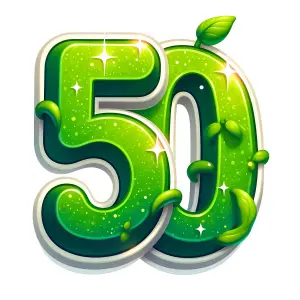 Green Nature-Themed 50 Number Illustration