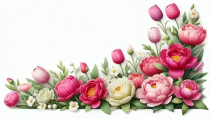 Floral Arrangement with Pink and White Peonies and Tulips