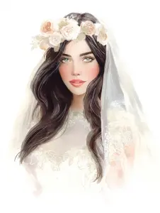 Portrait of a Bride with Flower Crown and Veil