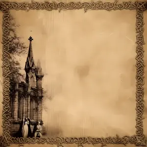 Vintage Gothic Church Frame with Religious Figures