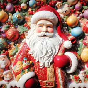 Decorative Santa Claus Figure with Christmas Ornaments