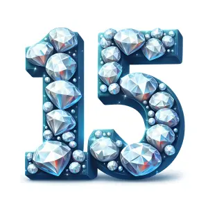 Number 15 Decorated with Sparkling Diamonds