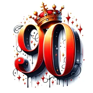 Decorative 90th Birthday Number with Crown