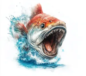 Artistic Digital Illustration of Fierce Fish with Open Mouth