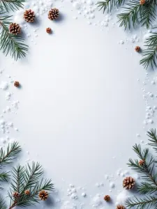 Winter Pine and Snow Frame Background