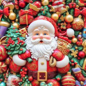 Decorative Christmas Santa Claus Figurine with Holiday Ornaments