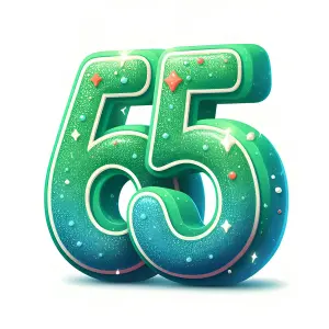 3D Glittery Green Number 65 Illustration