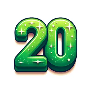 Green Glittery Number 20 Illustration