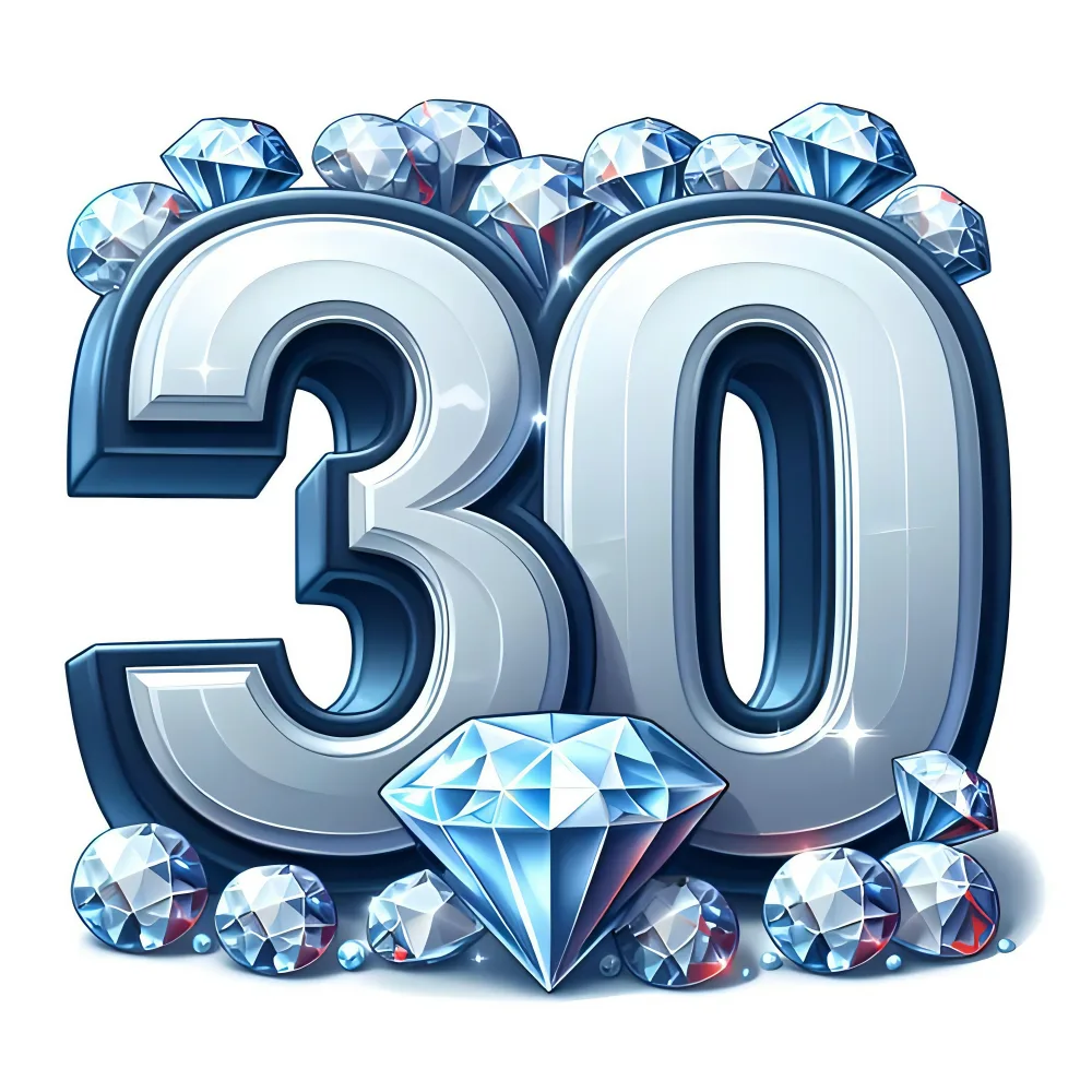 Shiny Number 30 with Diamonds