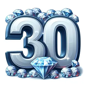 Shiny Number 30 with Diamonds