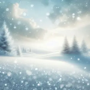 Snowy Forest Landscape with Falling Snowflakes