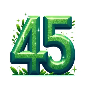 Shiny Green Number 45 with Leaf Accents