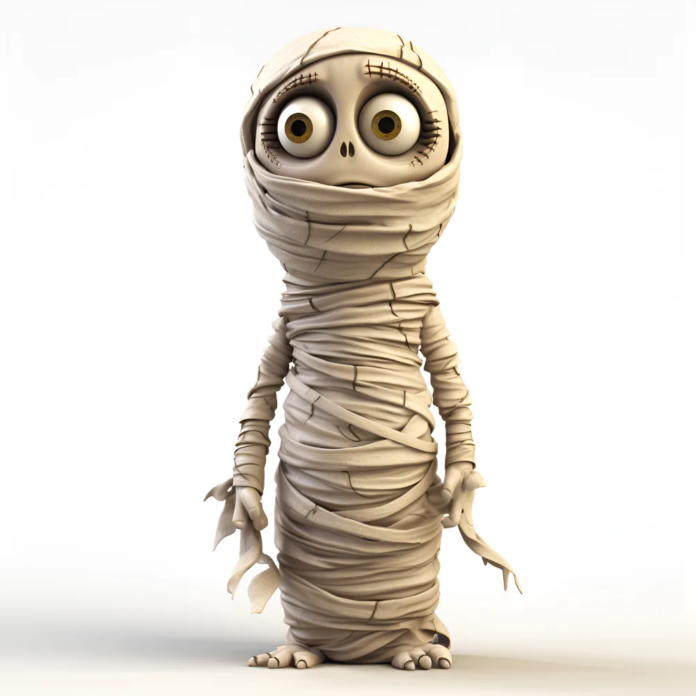 Cute Cartoon Mummy Character with Big Eyes