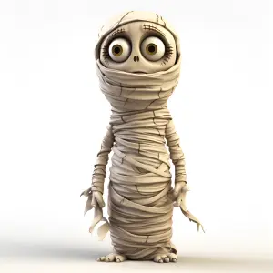 Cute Cartoon Mummy Character with Big Eyes