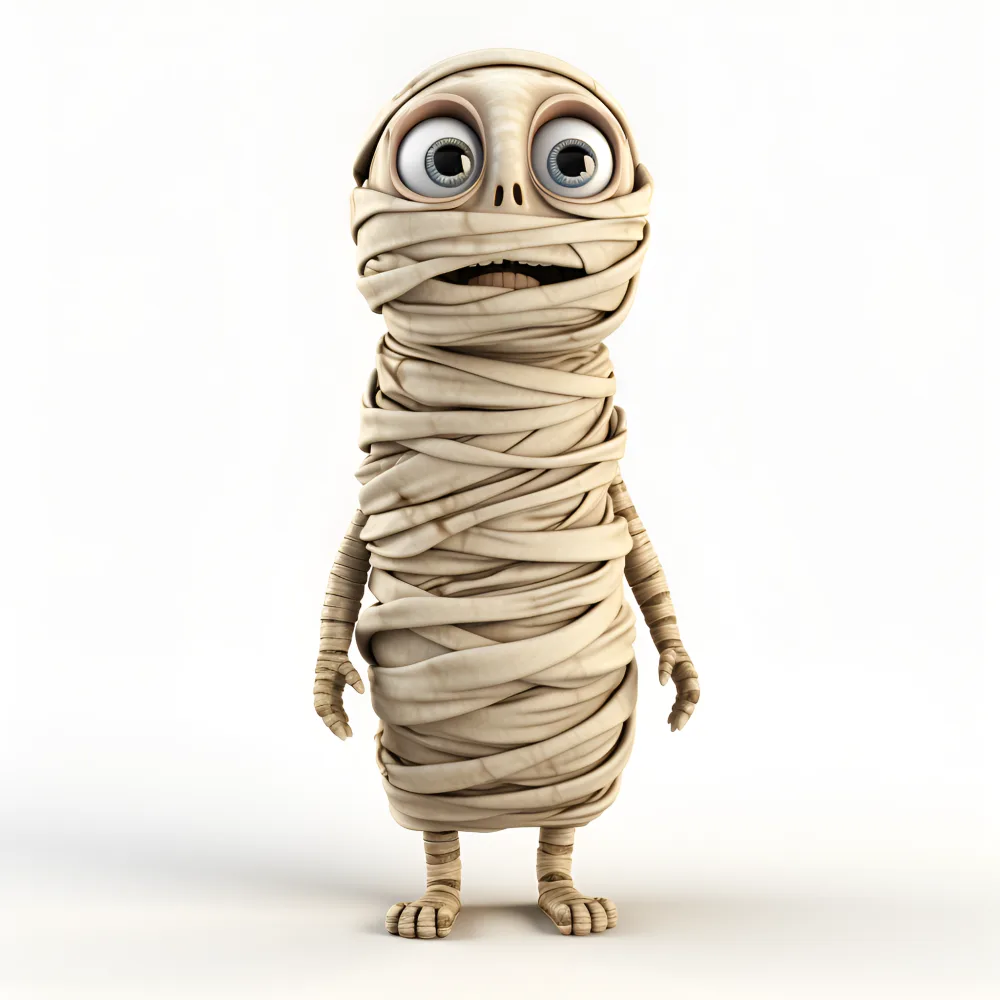 Cute Cartoon Mummy Character with Big Eyes