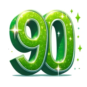 Green Glittering Number 90 with Sparkles