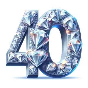 Number 40 Decorated with Sparkling Diamonds