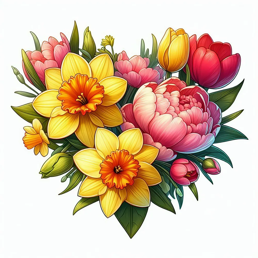 Vibrant Spring Flower Bouquet Illustration