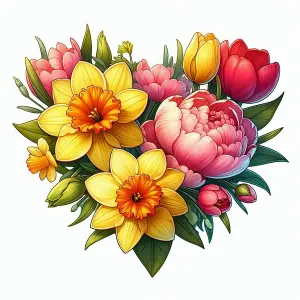 Vibrant Spring Flower Bouquet Illustration
