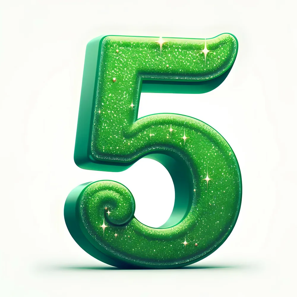 Glossy Green Number 5 with Sparkles