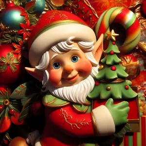 Festive Elf Figurine Holding Christmas Tree Gift