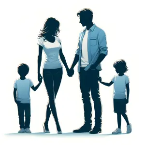 Silhouetted Family Holding Hands Illustration