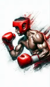 Portrait of a Boxer in Red Gear