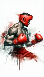 Boxer in Red Gear with Dynamic Paint Effect